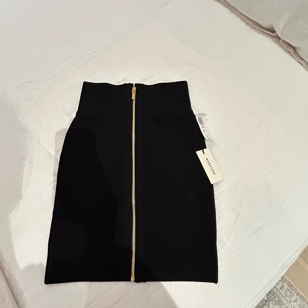 Aritzia Black High-Waisted Skirt with Gold Zipper